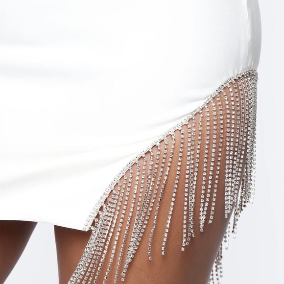 Rhinestone fringe white dress - Picture 3 of 5